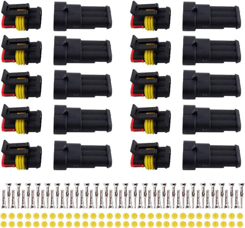 MUYI 10 Kit 3 Pin Way Waterproof Electrical Connector 1.5mm Series Terminals Heat Shrink...