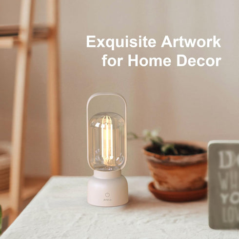 Retro Cordless Lantern Table Lamp, 40 Hours Long Lasting Dimming Night Light, Small Rechargeable Battery Operated Light for Nightstand, Decoration...