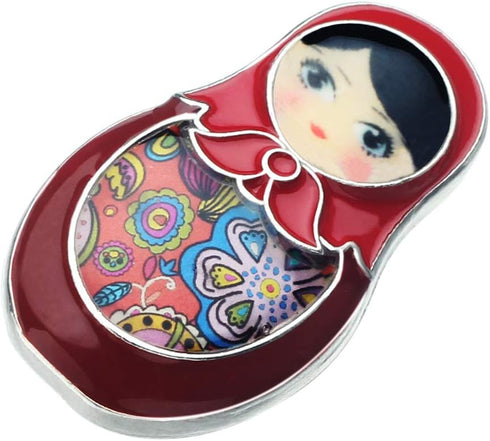 Russian Doll Brooch Lapel Scarf Pin for Women Girls, Enamel Ethnic Matryoshka Gift, Bag Badges Clothing Decoration Jewelry...