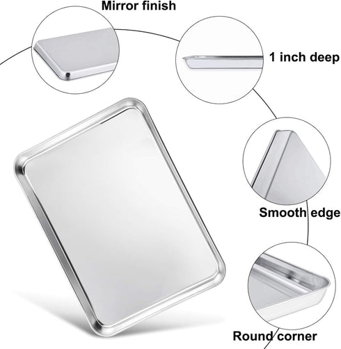 TeamFar Baking Sheet, Stainless Steel Baking Pan Cookie Sheet, Healthy & Non Toxic, Rust Free & Less Stick, Easy Clean & Dishwasher Safe...