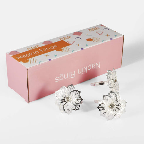 Picowe Set of 12 Alloy Napkin Rings with Hollow Out Flower Napkin Ring Holders for Wedding Party Holiday Banquet Christmas Dinner Delicate Serviet...