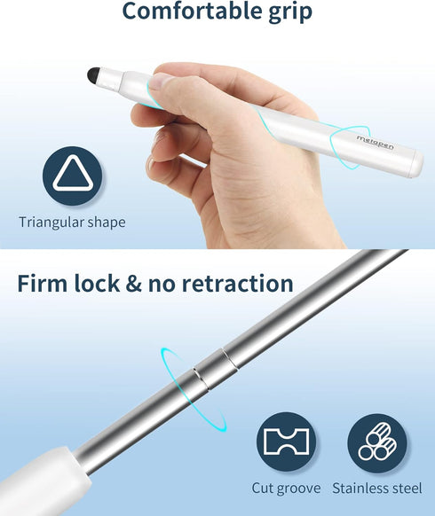 Metapen X1 Universal Stylus Pen for Touch Screens, 2-1 Retractable Pointer & Stylus with Special Flocking Tip, High Precision & Soft, Stylus Pen f...