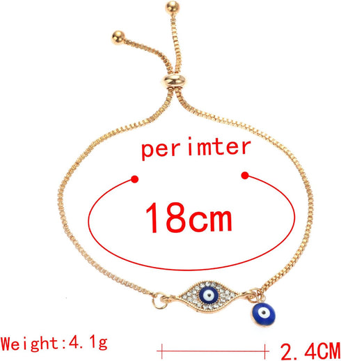 4 Pack Evil Eye Bracelets Pack for Women 14K Gold Plated Blue Evil Eye String Protection Bracelet Aesthetic Jewelry...