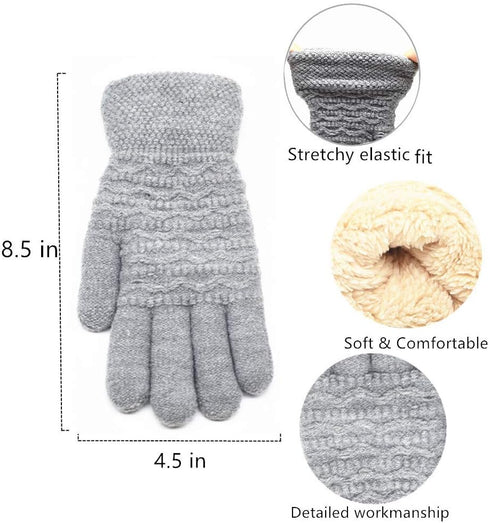 Women's Winter Warm Touch Screen Gloves Womens Thermal Cable Knit Wool Fleece Lined Glove for Cold Weather...