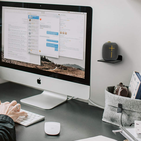 TXEsign Small Wall Shelf Speaker Stand, Mount for Webcam, Cell Phones, Mesh Router, Display Shelf Acrylic (Black)...