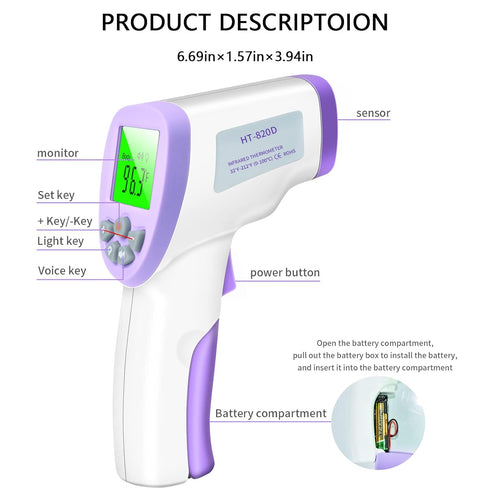 Forehead Thermometer, Adult Children Infant Non-Contact Infrared Thermometer with Fever Alarm, Silent Mode and Memory Function, for Measuring Body...