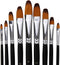 Artist Paint Brushes Set,9 Pcs Professional Filbert Brushes for Acrylic Oil Watercolor Gouache Painting Kits with Long Handle Nylon Hair Black...