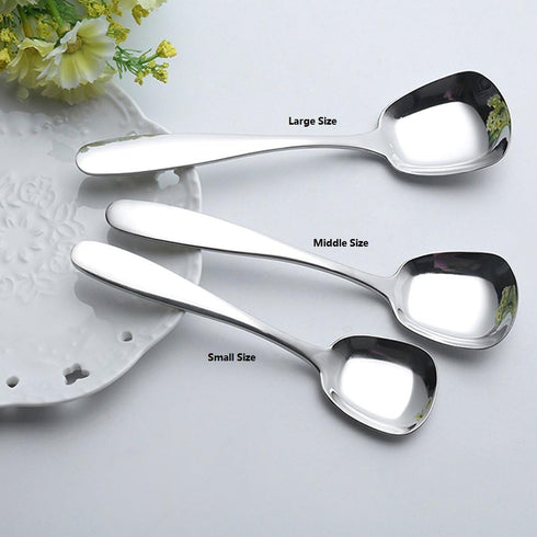 Stainless Steel Soup Spoons,Table Spoons,Dinner Spoons,Rice Spoons,Special Square Design,Mirror Polish,Small Size(6.1 Inches Length,1.53 Inches Wi...