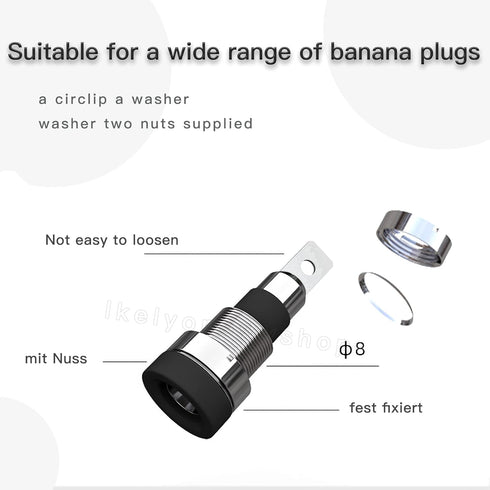 Female Banana Plug Connectors Female Socket Binding Post Adapter for 4Mm Banana Jack Female Panel Mount Speaker Terminal (6 Each in Red and Black)...