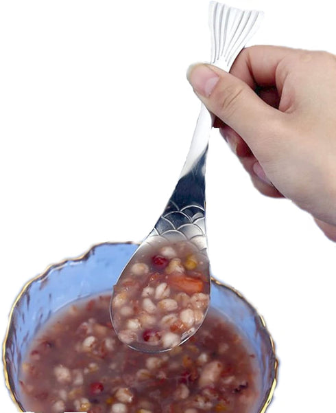 2Pcs 6.3inch Fish Spoon 18/10(304) Stainless Steel Flatware for Soup Porridge Dessert Cereal Rice(Silver)...