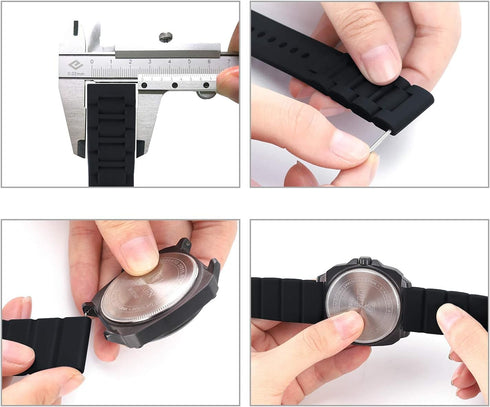 24mm Black Silicone Rubber Watch Strap Band Stainless Steel Black Buckle for Fossil Watch...