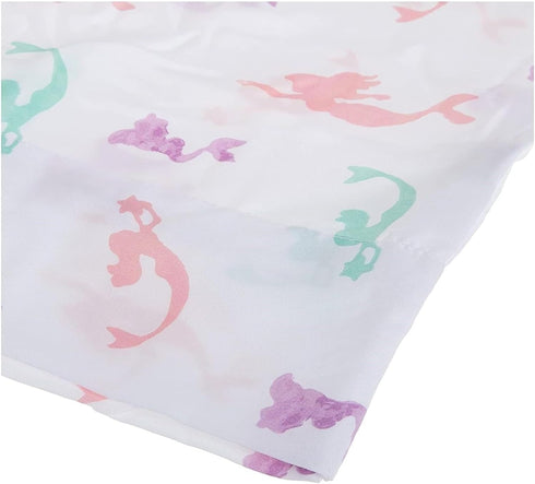 3-Piece Multicolored Mermaid Sheet Set for Kids & Girls - 1 Twin Flat Sheet, 1 Twin Fitted Sheet & 1 Queen Pillowcase, Soft Brushed Microfiber Pol...
