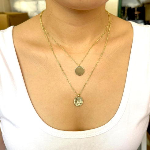 Harlorki Dainty Simple 14K Gold Plated Layered Link Chain Choker Round Circle Hammered Disk Pendant Necklace Fashion Jewelry Gift for Women Lady...