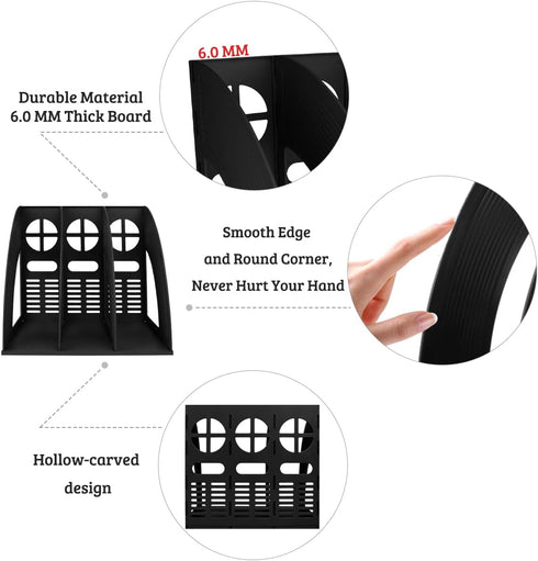SAYEEC Magazine Holder Sturdy Binder Holder Desk File Sorter Plastic File Folder Organizer Stand Book Shelf Dividers Vertical Storage Rack Desktop...