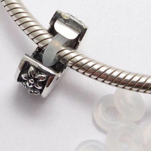 RUBYCA Clip Lock Clasps Beads w/Silicone O-Ring Stopper fit European Charm Bracelet (40pcs Silver)...