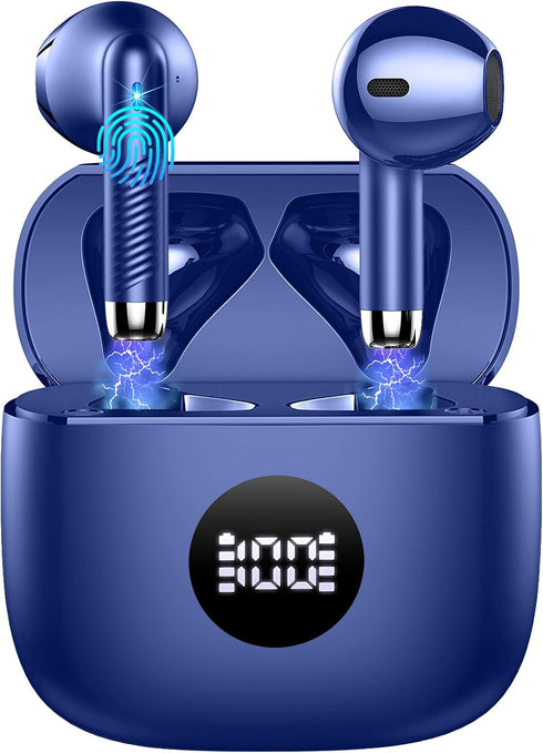 Bluetooth 5.3 Earbuds with LED Display, Bass Stereo, Noise Cancelling Mic, 40H Playback - Waterproof Sports Earphones for Android/iOS...