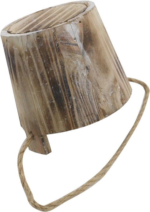 MY MIRONEY 5.31" x 4.65" Wooden Bucket Wood Vintage Style Barrel Planter Garden Plant Pots with Rope Twine for Plants,Herbs,Veggies...