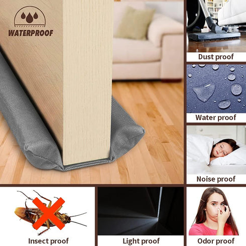 Waterproof Twin Door Draft Stopper Adjustable Size 30" to 36" Weather Stripping Noise Blocker Window Breeze Blocker...