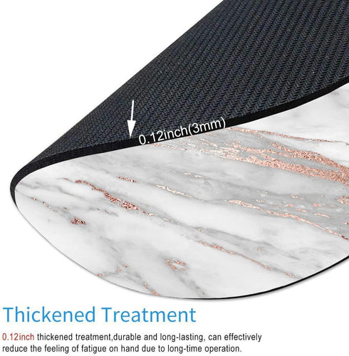 Mouse Pad, White Rose Gold Marble Mouse Pad, Customized Premium-Textured Round Mouse Pad, Washable Mousepads with Lycra Cloth, Non-Slip Rubber Bas...