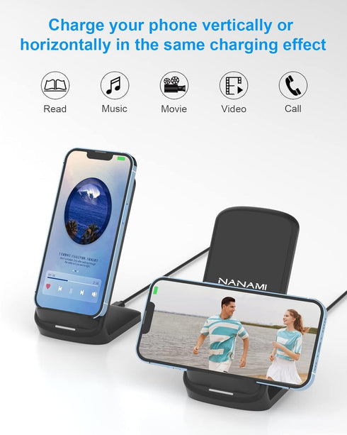 NANAMI Upgraded Fast Wireless Charger,Qi-Certified Wireless Charging Stand Compatible Samsung Galaxy S24/S23/S22/S21/S20/S10/S9/Note 20 Ultra/10/9...