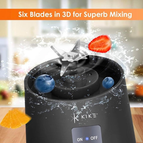 KIKE Portable Blender, Personal Blender for Shakes and Smoothies with 6 Blades and 16oz, USB Rechargeable, Travel Cup and Lid, Juices, Baby Food, ...