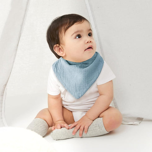 Cherub Muslin Bibs for Boys 8 Pack, 100% Cotton Baby Bibs for Drooling and Teething, Absorbent Baby Boy Bibs, Soft Muslin Bandana Drool Bibs for B...