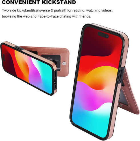 KIHUWEY Compatible with iPhone 15 Pro Case Wallet with Credit Card Holder, Flip Premium Leather Magnetic Clasp Kickstand Heavy Duty Protective Cov...