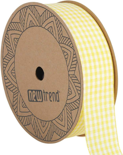 NOYI TRAXD Gingham Ribbon 25 Yard Each Roll 100% Polyester Woven Edge (1-Inch, Yellow)...