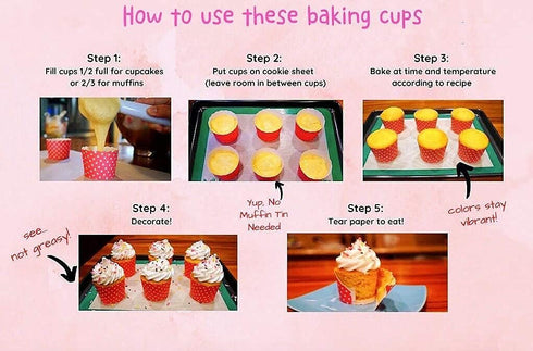 NB Paper Baking Cups 90-Pack 6 oz Greaseproof Baking Cups Cupcake Muffin Cases Disposable Cupcake Wrappers for Birthday Baby Shower Wedding And Pa...