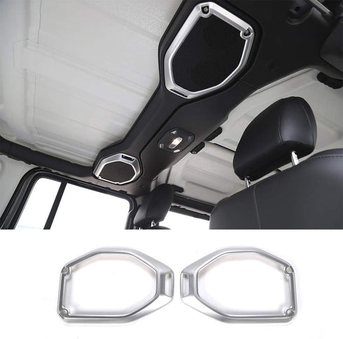 Voodonala for Jeep JL Top Speaker Audio Surround Trim for 2018 2019 Wrangler JL JLU 2020 Gladiator JT Trunk Silver...