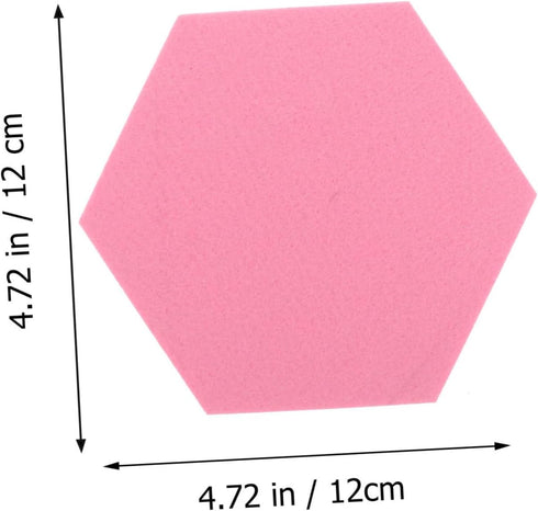 STOBOK 12 Pcs Felt Backdrop Wall Sticker Black Decor Cork Hexagon Felt Bulletin Board Tiles Self Adhesive Felt Board Pink Decor White Felt Hexagon...