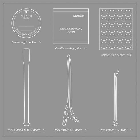 Candle Wick Kit, 60 Cotton Candle Wicks with Candle Making Tools for Candle Making (Thin, 8 inches)...