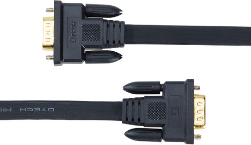 DTech 5M Ultra Thin Flat Type Computer Monitor VGA Cable Standard 15 Pin Male to Male Connector SVGA Wire 16 Feet - Black...