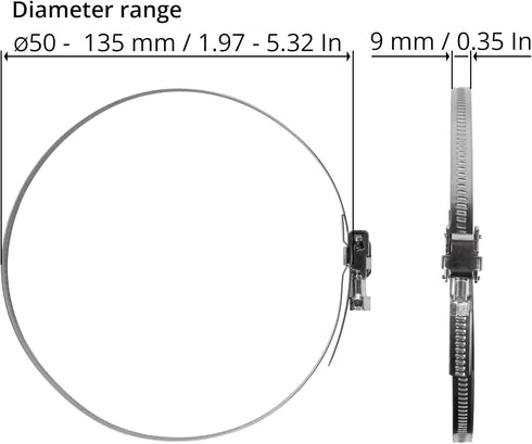 5" Inch Ducting Clamp - 10 Pieces of Adjustable Stainless Steel Duct Hose Clamps with Worm Gear - Wide Diameter Range Fastener for Flexible Ductin...