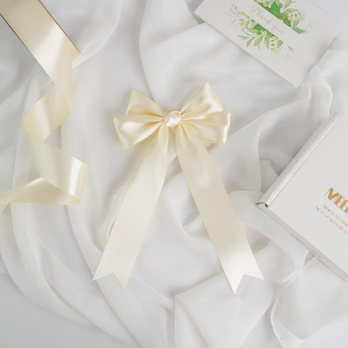 MEEDEE Ivory Satin Ribbon 1-1/2 Inch Ivory Ribbon Lux Satin Double Faced Satin Ribbon by 50 Yards Ivory Beige Polyester Satin Ribbon for Crafts, S...