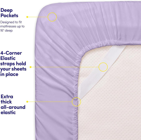 1500 Supreme Collection Twin XL Sheet Sets Lavender - 3 Piece Bed Sheets and Pillowcase Set for Twin XL Mattress - Extra Soft, Elastic Corner Stra...