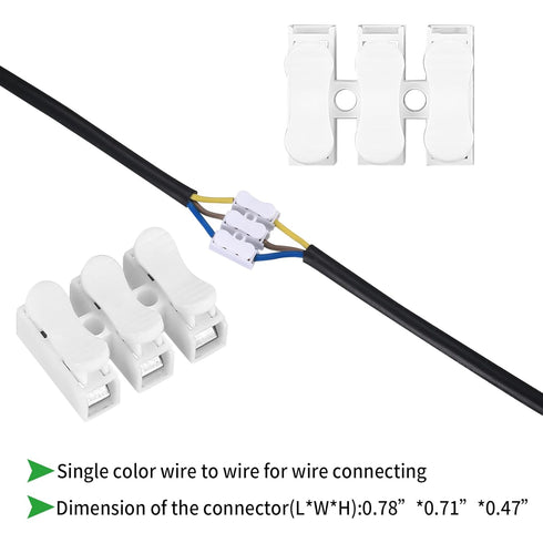 65 Pcs Spring Wire Connectors, Spring Clamp Terminal Cable Clamp Connector, CH-2 Electrical Cable Connectors Block, 2 Pin Push-in Quick Terminal W...