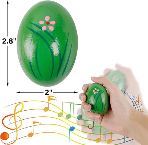 MEMOVAN Egg Shakers 6pcs Wooden Egg Shakers Maracas for Kids, Easter Eggs Shakers Toys, Wooden Musical Toy Percussion Instruments Easter Basket St...