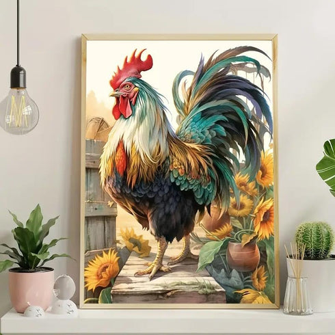 JFYHAB Chicken Diamond Painting Kits for Adults, Full Drill Sunflowers 5D Diamond Painting by Number Kits for Home Wall Decor, Diamond Art Kits, D...