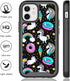 Compatible with iPhone 12 Mini, Rainbow Unicorn Black Pattern Dual Layer Heavy Duty Shockproof Shockproof Defender Transparent Bumper Back Cover P...