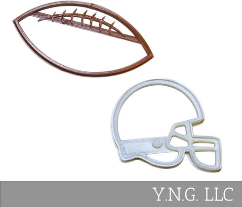 FOOTBALL AND HELMET TEAM SPORT ATHLETICS GAME DAY SET OF 2 COOKIE CUTTERS MADE IN USA PR1540...