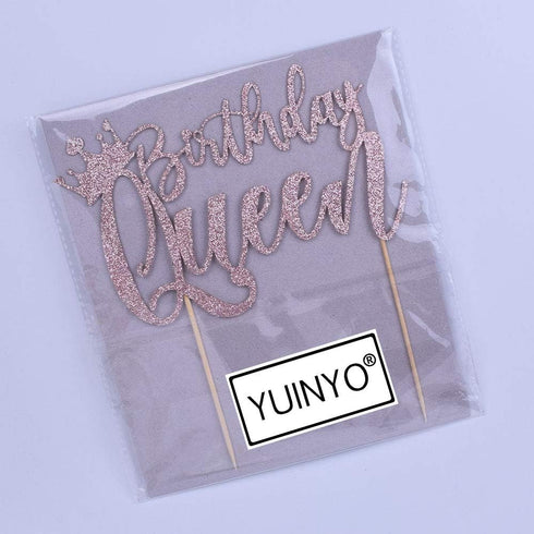 Handmade Glitter Queen Birthday Cake Topper, Happy Birthday Cake Bunting Decor, Birthday Party Decoration Supplies (Sliver)...