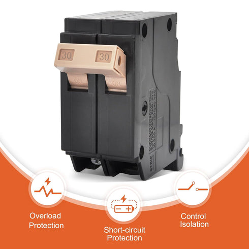 30-Amp Breaker 2-Pole Circuit Breaker,C230 Breaker, 3/4-Inch Plug-in Circuit Breaker,Thermal Magnetic Protection,10 KAIC, 120/240V...