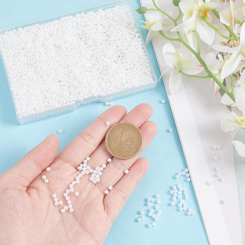 OLYCRAFT 4700pcs 3mm Mini White Pearl Beads No Hole Loose Beads Small Acrylic Pearl Beads Resin Filling Material Pearl Beads for Resin Crafting, N...