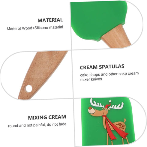 5pcs Cream Spatula Frosting Spatula Wooden Handles Silicone Baking Sheet Christmas Cake Decorating Spatula Christmas Rubber Spatula Cake Baking Sc...