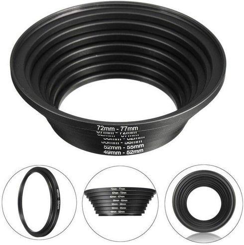 7Pcs Filter Ring Adapter Set, Aluminum Camera Lens Filter Ring Adapter Kit, Camera Professional Mini Step Up, Camera Accessories(49-52mm 52-55mm 5...