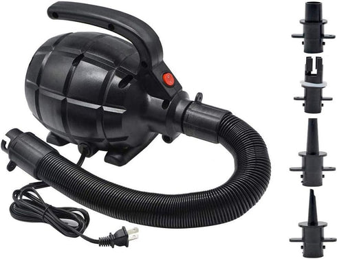 BOMPOW Electric Air Pump for Inflatables, AC (110V), 600W, 20L/min, Black, 4 Detachable Nozzles, Inflator/Deflator, Queen/King Size Air Mattress, ...