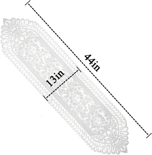 Tinsow 2 Pack Cotton Crochet Lace Rectangular Table Runner Dresser Scarf Doilies (White Style, 13" X 44")...