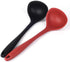 Silicone Ladle Soup Spoon Set of 2, Nonstick Heat Resistant Long Handle Unbreakable Big Round Scoop for Home Kitchen Cooking,Red and Black...