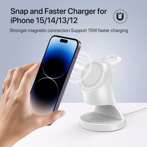 Streamline Wireless Charger, Magnetic 3 in 1 Charging Station for Magsafe iPhone 15/14/13/12/Pro/Plus/Pro Max, 5W Charger for Magsafe Apple Watch9...